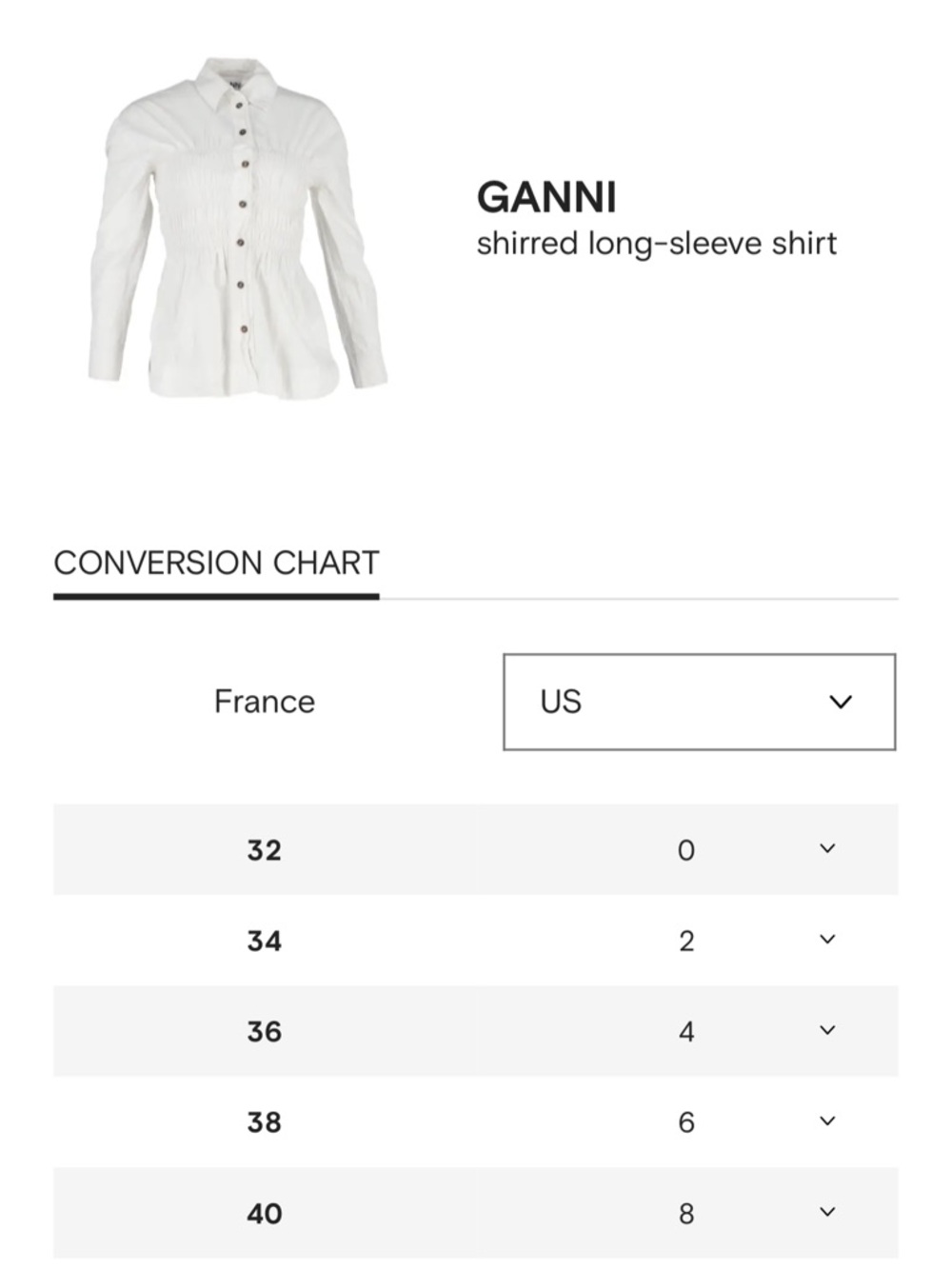 GANNI Shirred Cotton Poplin Blouse in White - Picture 13 of 13